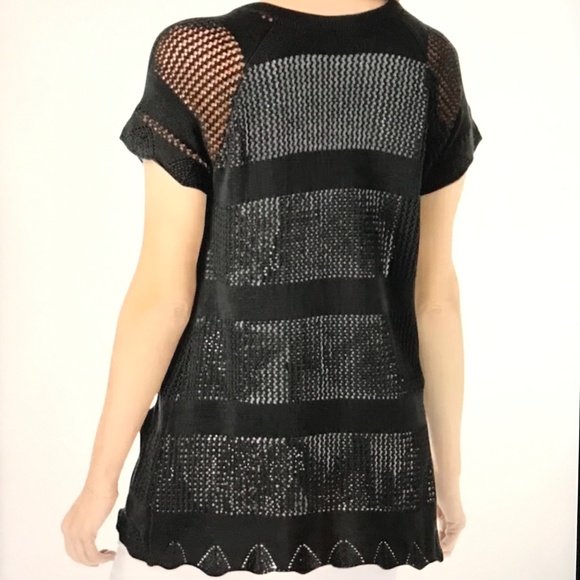 WOMAN WITHIN 100% Cotton Knit Cardigan Tie Neck Black Top Women’s Plus Size 4X - Picture 16 of 16